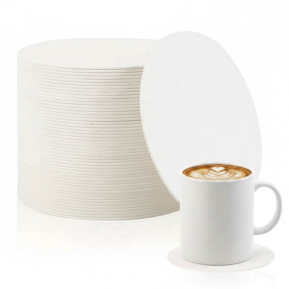 100Pcs 3.94 Inch Thick 1.5mm Round Paper Coasters, Disposable White Cardboard Drink Coasters for Wedding Party Bar & DIY Crafts