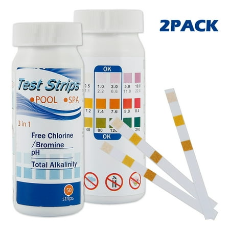 100Pcs 3 In 1 Swimming Pool Test Strips Spa & hot tub Test Strips for Chlorine, PH and Alkalinity Testing