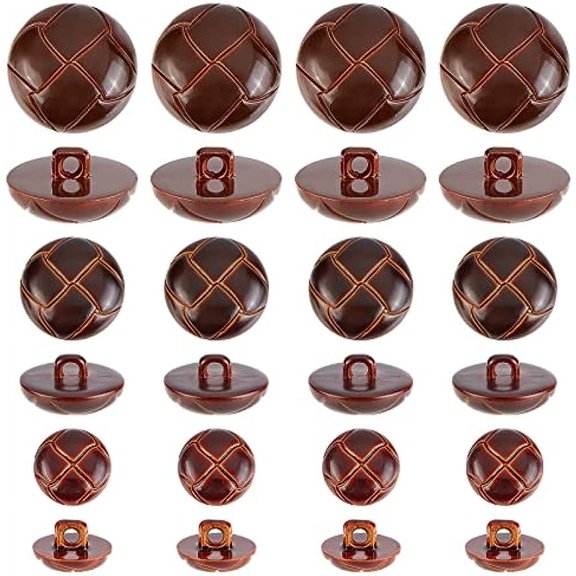 100Pcs 3 Size 1-Hole Plastic Buttons Round Brown Plastic Imitation Leather Buttons Set for Blazer Suits Sport Coat Uniform Jacket Sewing Craft 25mm 20mm 15mm