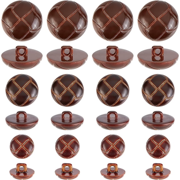 100Pcs 3 Size 1-Hole Plastic Buttons Round Brown Plastic Imitation Leather Buttons Set for Blazer Suits Sport Coat Uniform Jacket Sewing Craft 25mm 20mm 15mm Coconut Brown