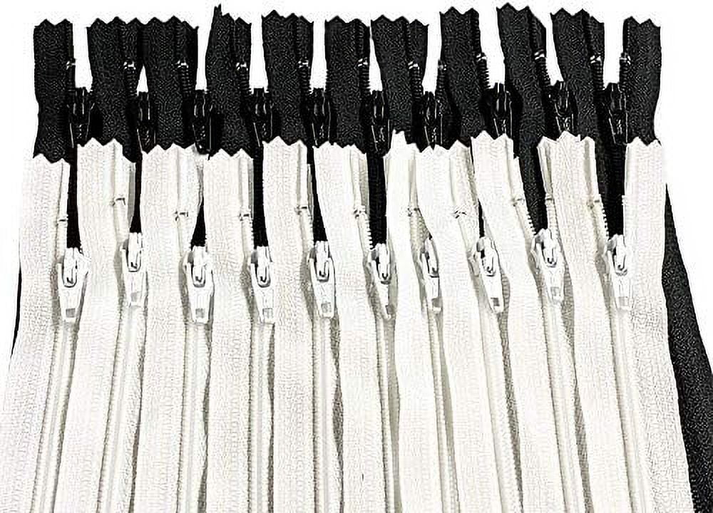 100Pcs #3 Skirt & Dress Black & White YKK Coil Closed Bottom for Sewing Craft & Apparel - Made in The United States - 50 Black & White Zippers (100 Zippers Per Pack) (22" Inches)