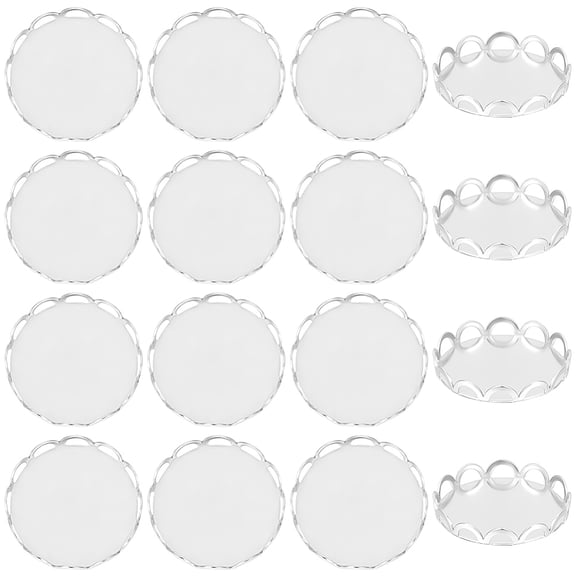 100Pcs 304 Stainless Steel Cabochon Settings Lace Edge Bezel Cups Flat Round Stainless Steel Color 17x3mm