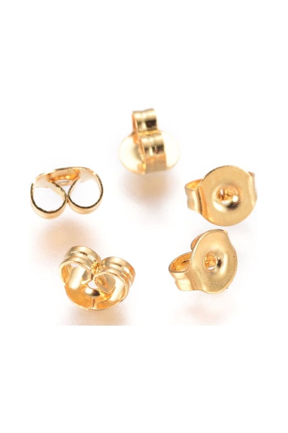 100Pcs 304 Stainless Steel Ear Nuts 4.5x5x3mm Golden Butterfly Shape Ear Backings Replacement Screw Ear Safety Backs Small Earring StoppersDIY