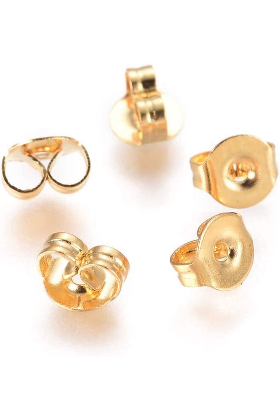 100Pcs 304 Stainless Steel Ear Nuts 4.5x5x3mm Golden Butterfly Shape Ear Backings Replacement Screw Ear Safety Backs Small Earring Stoppers