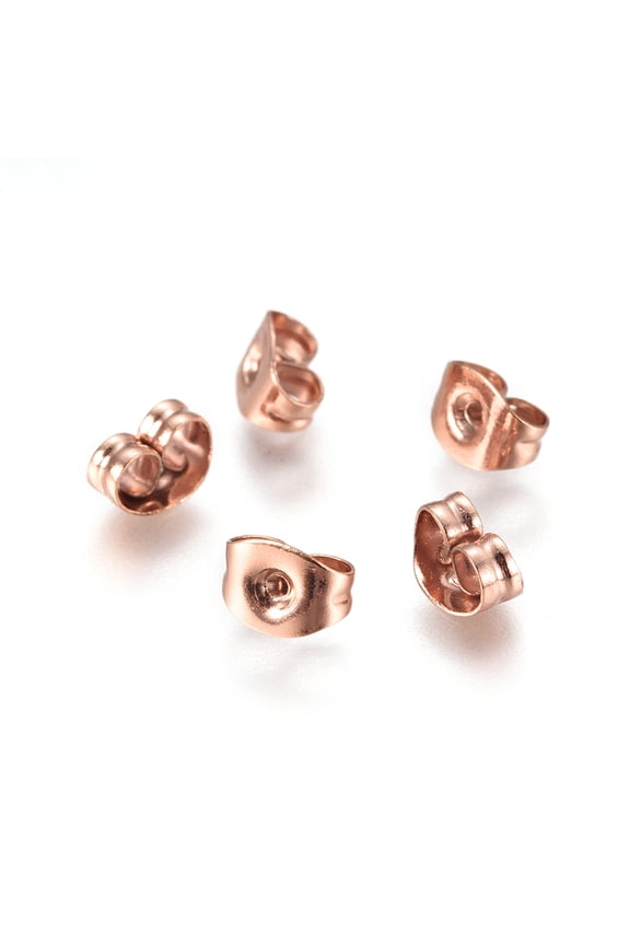 100Pcs 304 Stainless Steel Ear Nuts Butterfly Earring Backs for Post Earrings Rose Gold Earring Backings for Studs Small Round Earring Studs for Jewelry Making Supplies DIY Beginner DIY