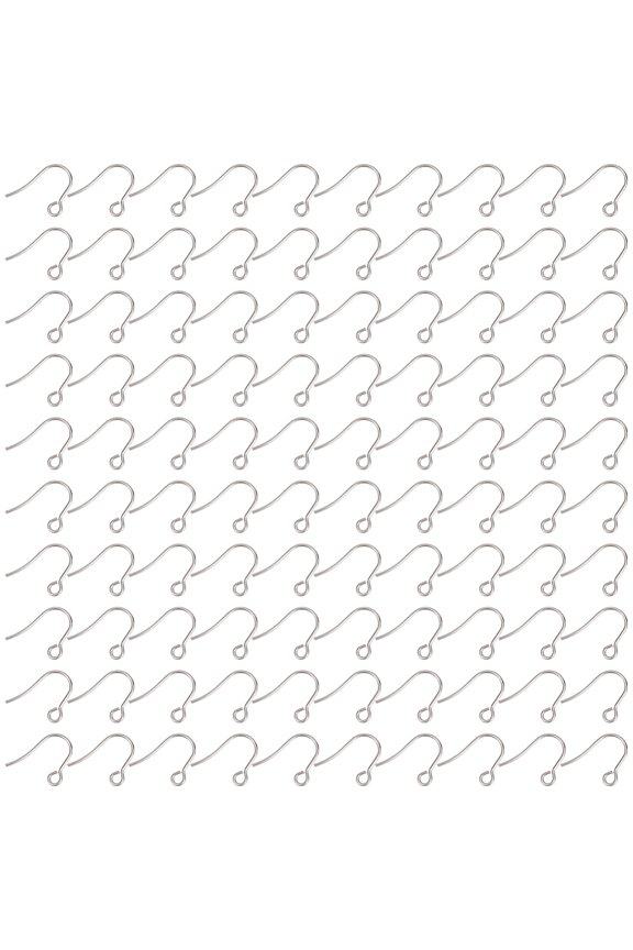 100Pcs 316 Surgical Stainless Steel Earring Hooks Ear Wire with Horizontal Loop Stainless Steel Color 15x12x0.7mm 21 Gauge Hole: 2mm DIY