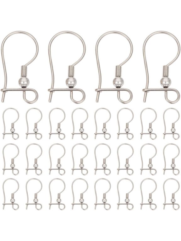 100Pcs 316L Surgical Stainless Steel Hoop Earring Findings Kidney Ear Wire Stainless Steel Color 22 Gauge 20x10x3mm Hole: 3mm Pin: 0.6mm