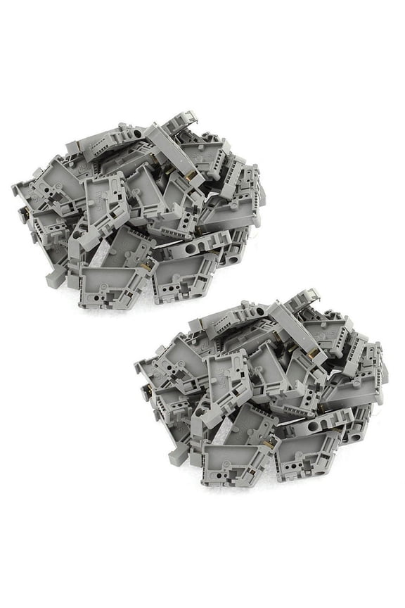 100Pcs 35mm DIN Rail Terminal Block End Stopper Mounting Clips,100(+/-2%) x Terminal Block End Stopper,gray