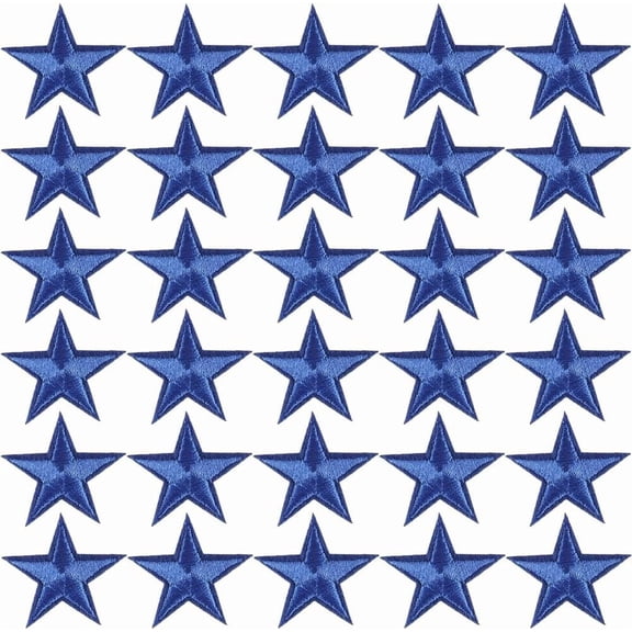 100Pcs 3CM Dark Blue 5 Star Applique Patches Mini Embroidered Pentagram Iron on Patches Small Solid Stars Sew on Repair Patch Bulk for Sewing Making Crafts Clothes Jacket Jeans Shirts Supply