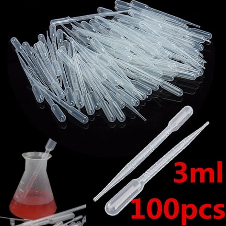 100Pcs 3ml Plastic Disposable Graduated Transfer Oils Pipettes Eye Dropper Set