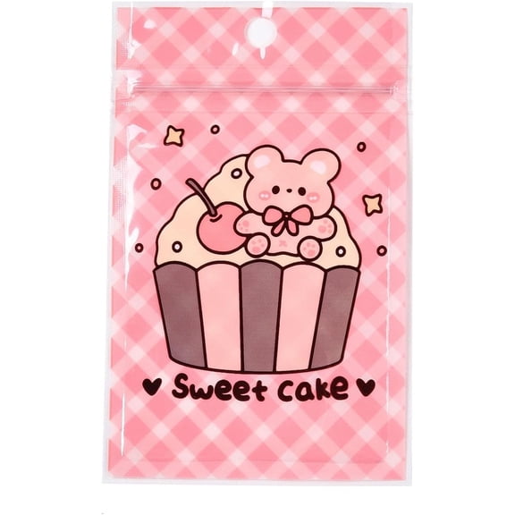 100Pcs 3x4.7 inch Bear Plastic Packaging Zip Lock Bags Celloane Bags with Animal Pattern Top Self Seal Pouches for Gift Packaging Treats Favors Storage Thickness: 2.5 Mil(0.065mm)