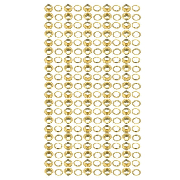 100Pcs 4.5mm Eyelet 7.5mm Flange Diameter Brass Grommet Gold Tone w Washer