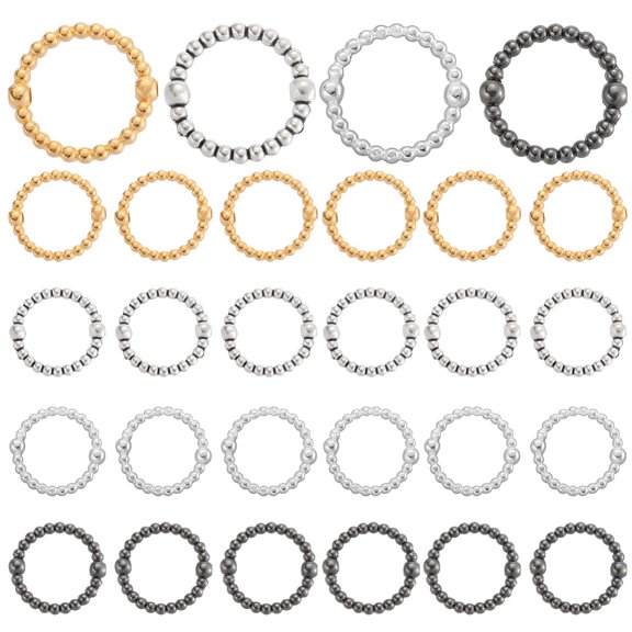 100Pcs 4 Colors Alloy Bead Frame Round Ring Mixed Color 11~14.5x11.5~14x3mm Hole: 1~1.5mm 25pcs/color