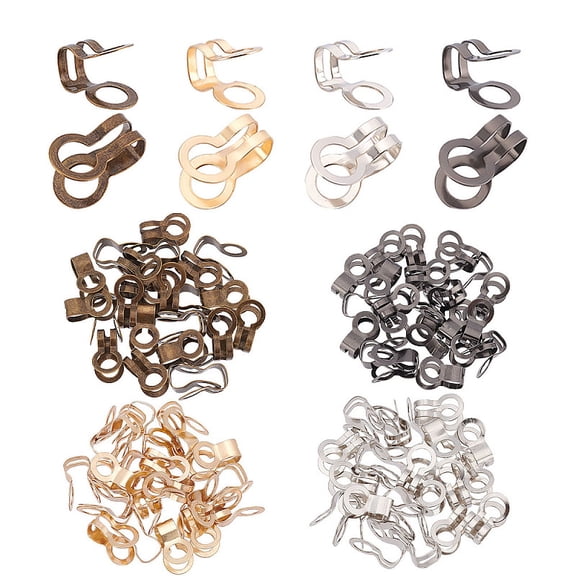 100Pcs 4 Colors Iron Bead Tips Calotte Ends Clamshell Knot Cover Mixed Color 17x10x11mm Hole: 6mm 25pcs/colors