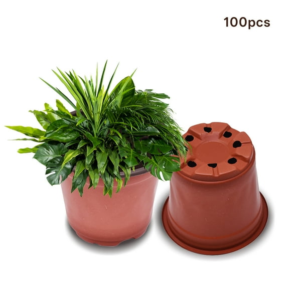 "100Pcs 4"" Plastic Plants Nursery Pot Seedlings Flower Plant Container Seed Starting Pots"