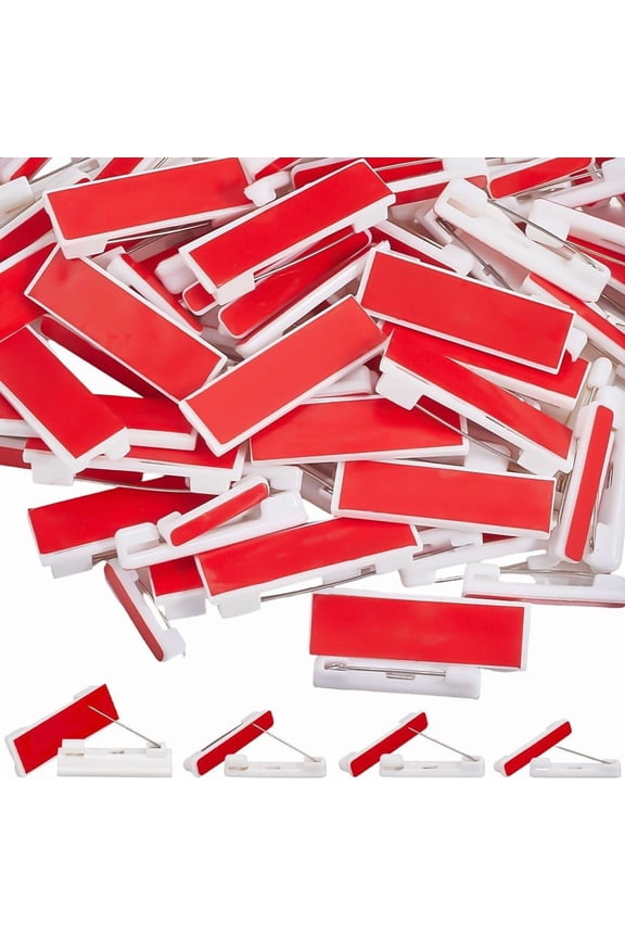 100Pcs 4 Sizes Adhesive Pin Backs Name Badge Backing Pins 0.8/1.2/1.4/1.6in Plastic White Tags Rectangle Safety Back Bar Iron Labels Brooches Findings for ID Card Bags Cloth Badge DIY Crafts DIY