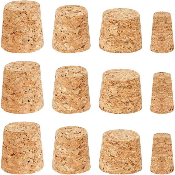 100Pcs 4 Sizes Tapered Cork Plugs Cork Bottle Stoppers Wooden Wine Beverage Bottle Lids Natural Soft Wood Replacement Stoppers for Wine Beer Bottle Crafts Glass Bottles (Burlywood) for DIY