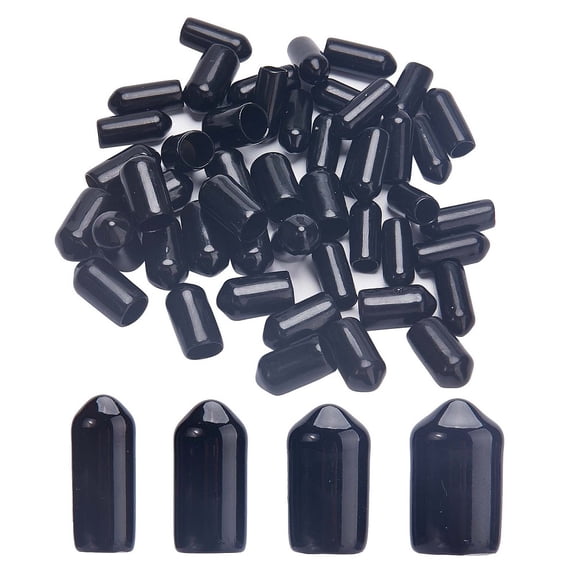100Pcs 4 Style PVC Plastic End Caps Flexible Bolt Covers Screw Caps Thread Protectors Column Black 14.5~16x6.5~10mm Inner Diameter: 5~8mm