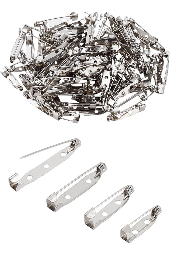 100Pcs 4 Styles Brooch Findings Heavy Duty Kilt Pins DIY