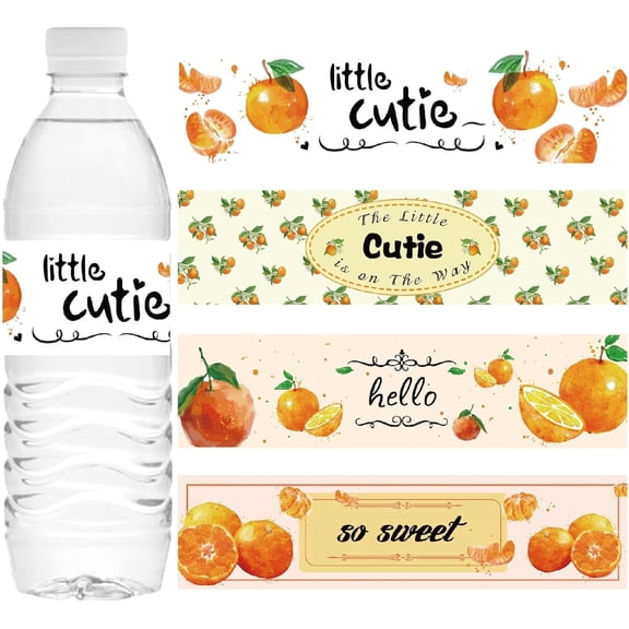 100Pcs 4 Styles Shower Water Bottle Labels Oranges Fruits Waterproof Self-Adhesive Bottle Stickers Wrappers Decorations