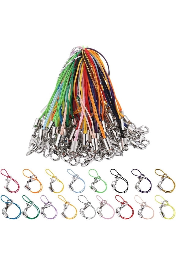 100Pcs 5 Colors Phone Lanyard Lobster Clasp Mobile Ring Straps Hand Wrist Strap Multi-Functional Phone Charm String Lariat Lanyards for Cellphone Keyring Trinkets USB Flash Drives DIY Mixed Color