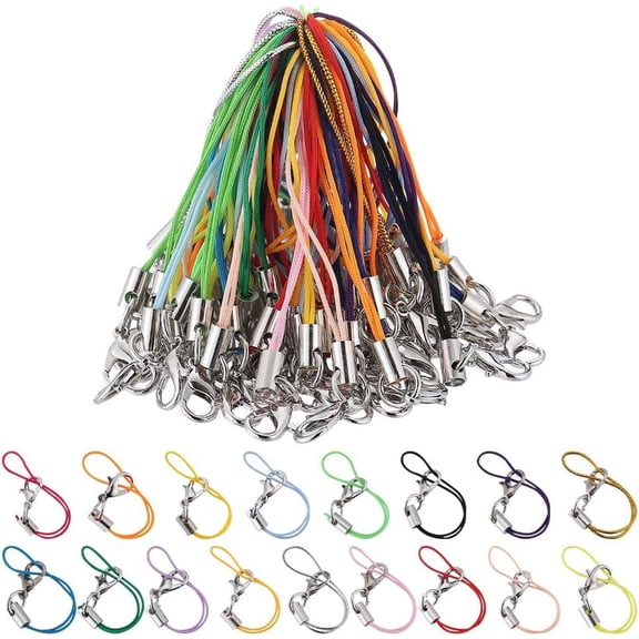 100Pcs 5 Colors one Lanyard Lobster Clasp Mobile Ring Straps Hand Wrist Strap Multi-Functional one Charm String Lariat Lanyards for Cellone Keyring Trinkets USB Flash Drives 1set