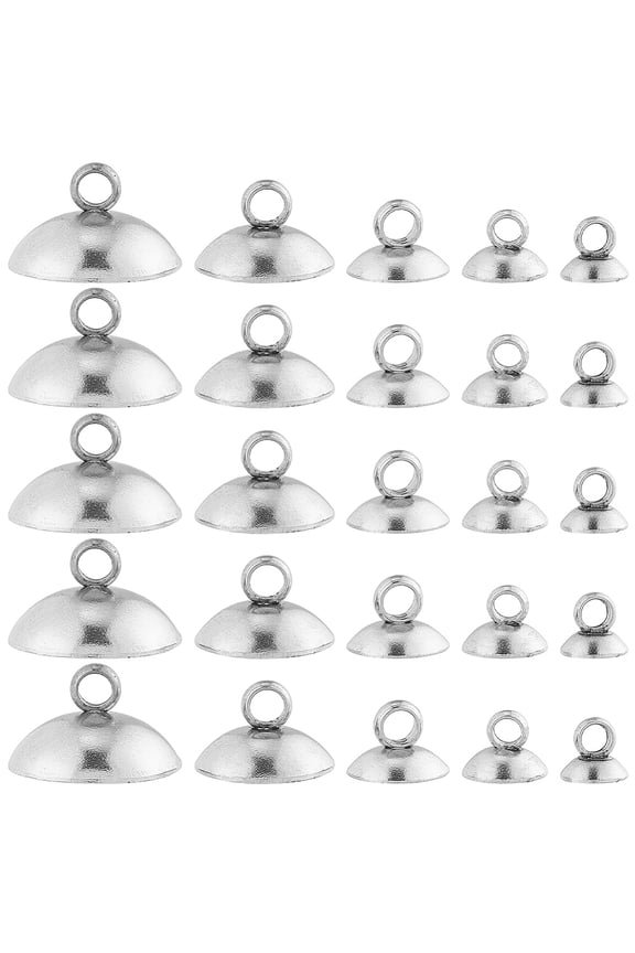 100Pcs 5 Size 304 Stainless Steel Bead Cap Pendant Bails for Globe Glass Cover Pendants Stainless Steel Color 4~10mm Hole: 1.5~1.8mm 20Pcs/size DIY