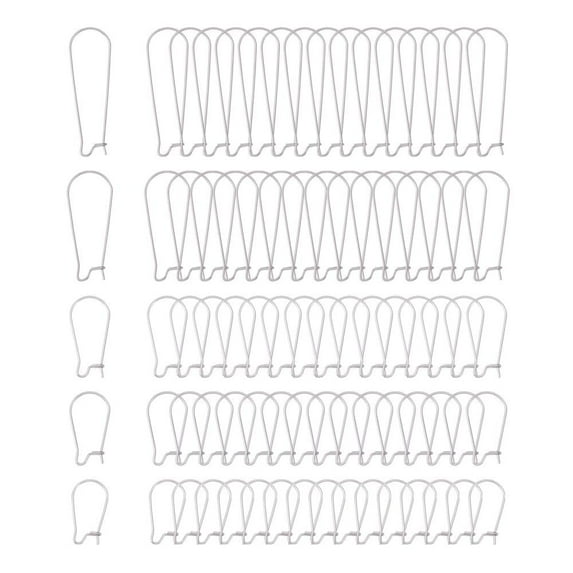 100Pcs 5 Size 304 Stainless Steel Hoop Earring Findings Kidney Ear Wire Stainless Steel Color 21 Gauge 20~39x11~13.5x0.7mm Pin: 0.7mm 100pcs/Box