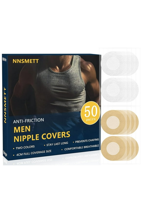 100Pcs(50 Pairs) Men's Nipple Cover, Nipple Covers for Men No Show, Nipple Guard Mens, Mens Nipple Covers Tape, Mens Nipple Cover Hider Anti-Chafing, for Running, Fitness, Daily Wear