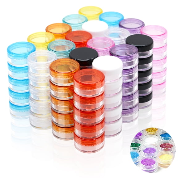 FULANDL 100Pcs 5G Sample Containers with Lids, Empty Round Cosmetic Containers Sample Jars for Creams Nail Polish Lip Gloss Make-up Storage