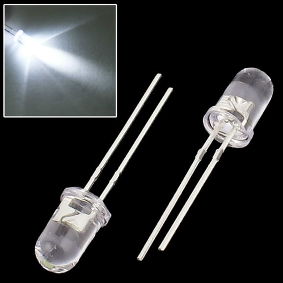 100Pcs 5mm White Ultra-Bright Light Lamp Emitting Diodes 12000MCD