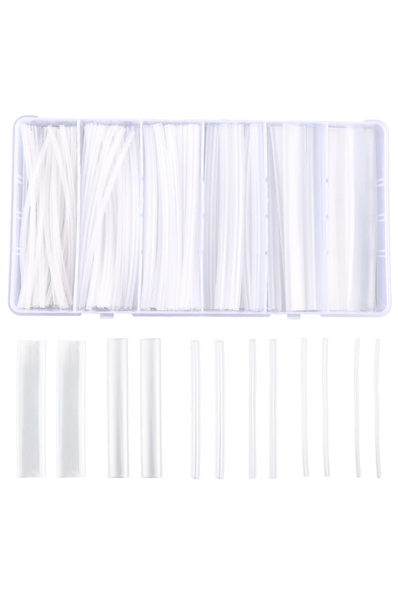 100Pcs 6 Size Heat Shrink Tubing Kit Clear PE Heat Shrinkable Tubing Cable Wrap Kit Waterproof Durable Fusion Splice Protection Sleeve