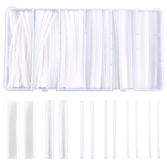 100Pcs 6 Size Heat Shrink Tubing Kit Clear PE Heat Shrinkable Tubing Cable Wrap Kit Waterproof Durable Fusion Splice Protection Sleeve