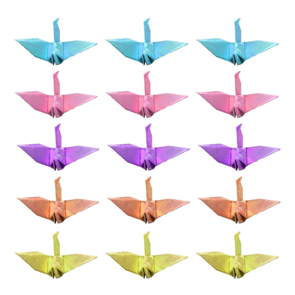 100Pcs 6cm Handmade Origami Cranes Paper Crane Decorations for Valentine's Day Wedding Holiday (Mixed Pearlite Color)