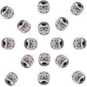 100Pcs 6mm Antique Silver Metal Barrel Tibetan Style Alloy Loose Spacer Charm Beads Connector Column for DIY Jewelry Making