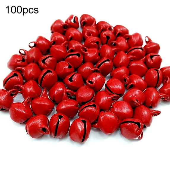 100Pcs 6mm Bright Color Christmas Bells Eye-catching Metal Wind Chime Making Decorated Bell Party Supplies