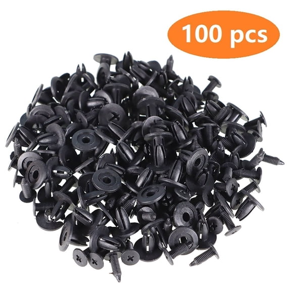 100Pcs 6mm Bumper Clips Hood Fender Push Rivets Retainer Fasteners Universal for Honda Toyota Ford Chevrolet GMC