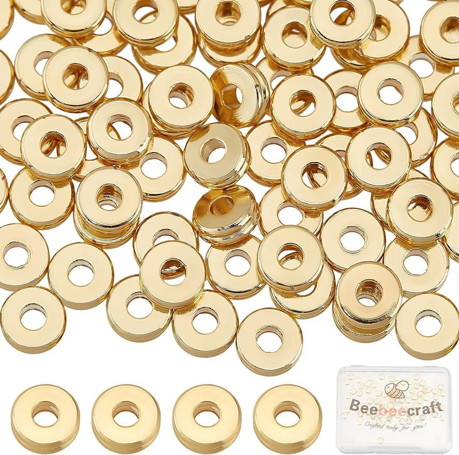 PandaHall 15 Style 8mm Round Spacers Beads, 30pcs 18K Gold Plated