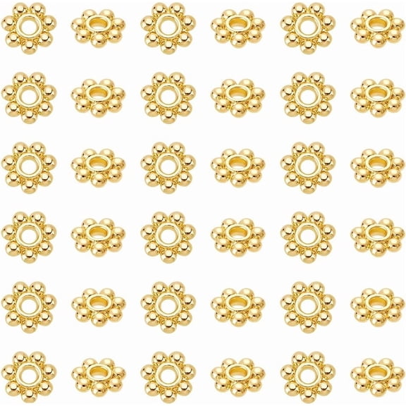 100Pcs 6mm Flower Spacer Beads 18K Gold Plated Spacers Snowflake Loose Beads Craft Jeweley Beads DIY Craft