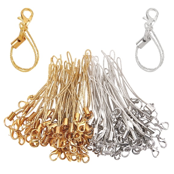 100Pcs 72MM Phone Keychain Strap Tone Split Ring Cords Colorful Polyester Cellphone Charms Lanyard String for Mobile Phone Lariat