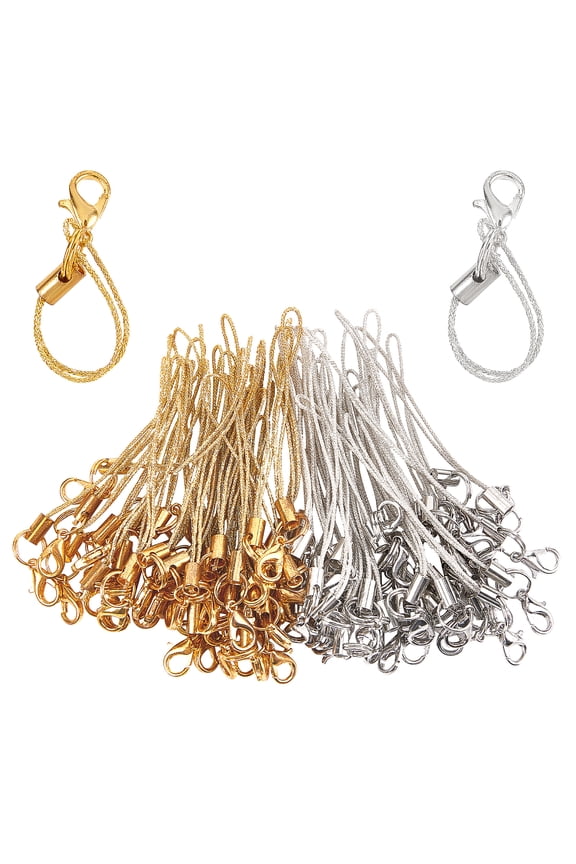 100Pcs 72MM Phone Keychain Strap Tone Split Ring Cords Colorful Polyester Cellphone Charms Lanyard String for Mobile Phone Lariat