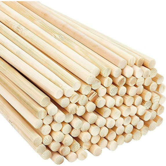 100Pcs 8x1/4 Inch Natural Wood Dowel Rods 7.87Inch Long Bamboo Craft Sticks Round Unfinished Sticks for Arts Crafts and DIY Projects