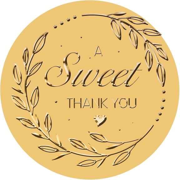 100Pcs A Sweet Thank You Labels 2" Round Self Adhesive Gold Foil Sticker Embossed Certificate Seals Tags