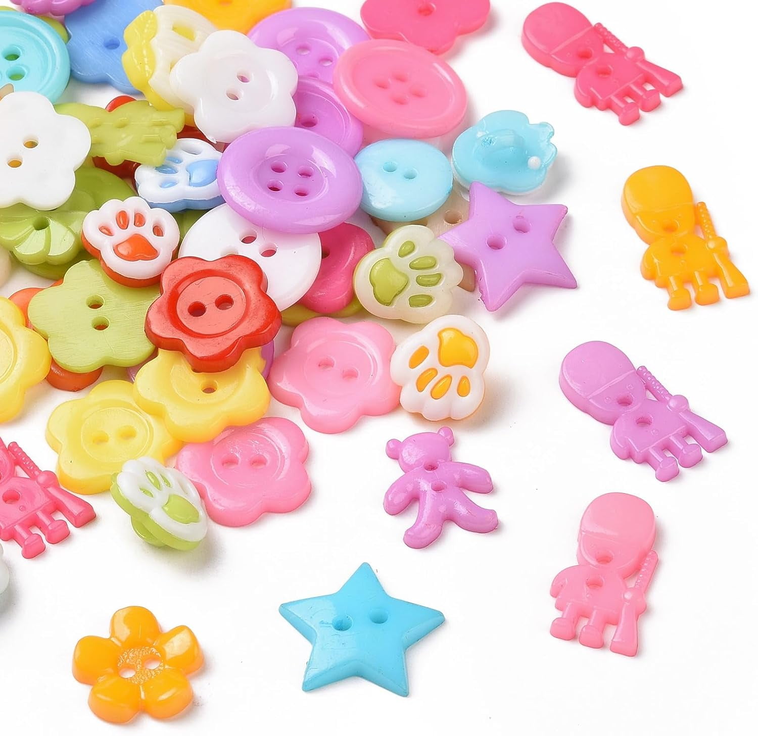 100Pcs Acrylic Buttons 0.86x0.82 Inches Mixed Shapes for Women Men ...