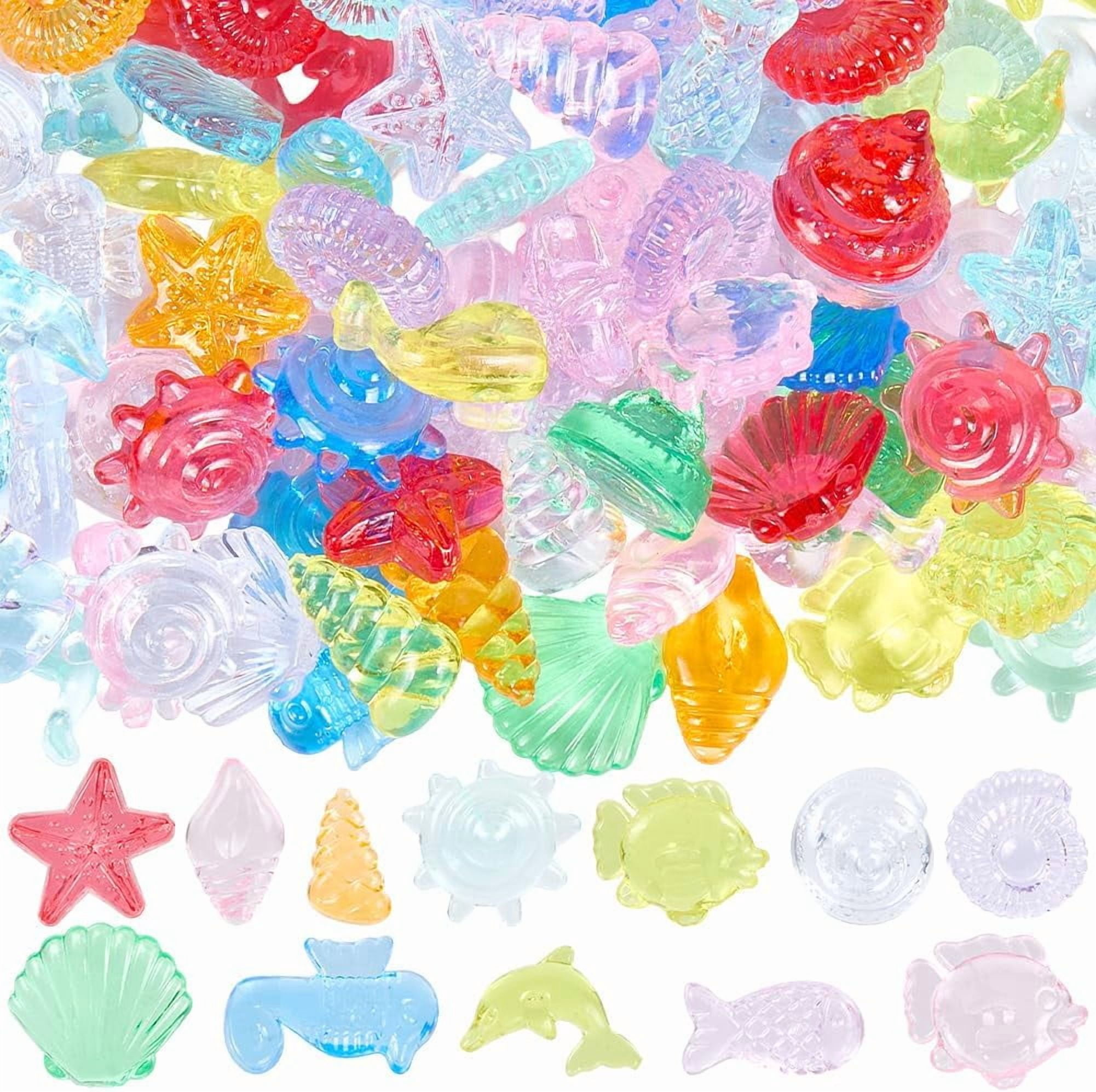 Shell Decorations Set 100Pcs Acrylic Sea Animals Conch Shell Party Decorations Assorted ...