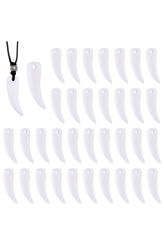 100Pcs Acrylic Wolf Teeth Charms Animal Tooth Chrams Artificial Wolf Tooth Pendants Teeth Pendants Wolves Fangs Charm