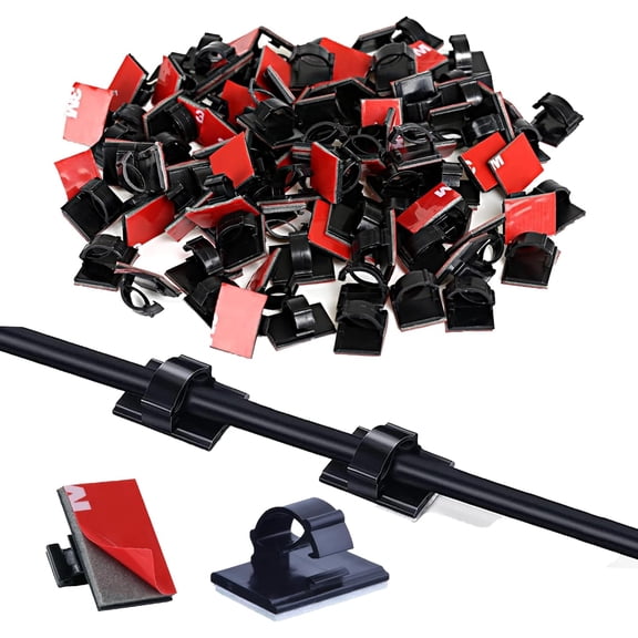 100Pcs Adhesive Cable Clips Cord Organizer Wire Management for Car Office and Home