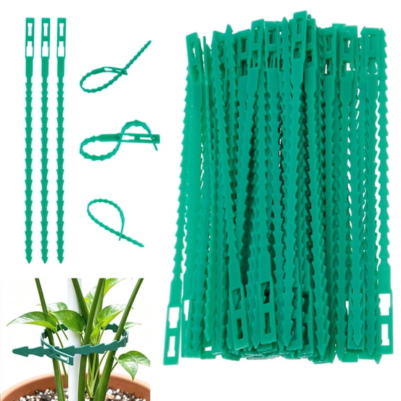 100Pcs Adjustable Garden Plants Twist Ties Reusable Green Ties Gardening Tie Plastic Flexible Green Multifunction Sturdy for Plants Support Tree Shrub