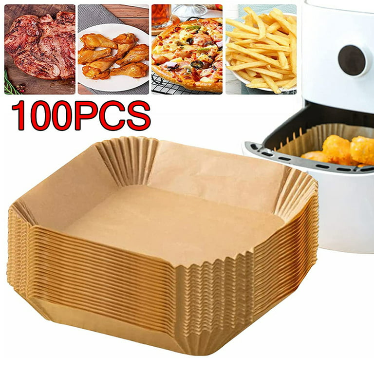 100Pcs Air Fryer Disposable Paper Liner Non-stick Oil-proof Disposable  Liners