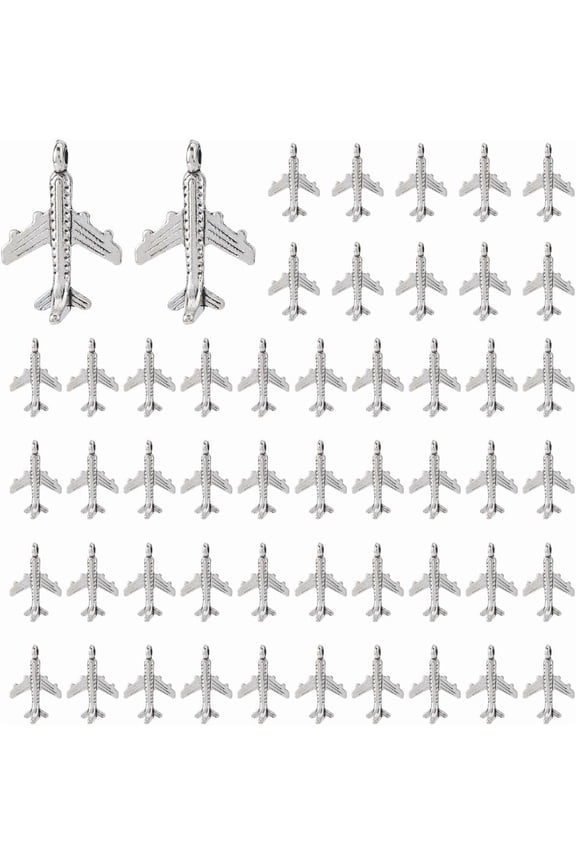 100Pcs Airplane Charm Bulk Metal Aircraft Charms Transportation Pendants Silver Plane Charm Alloy Flight Charm